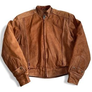 Vintage Hein Gericke Motorcycle Jacket Sz M Brown Leather Vented Thermoliner GUC